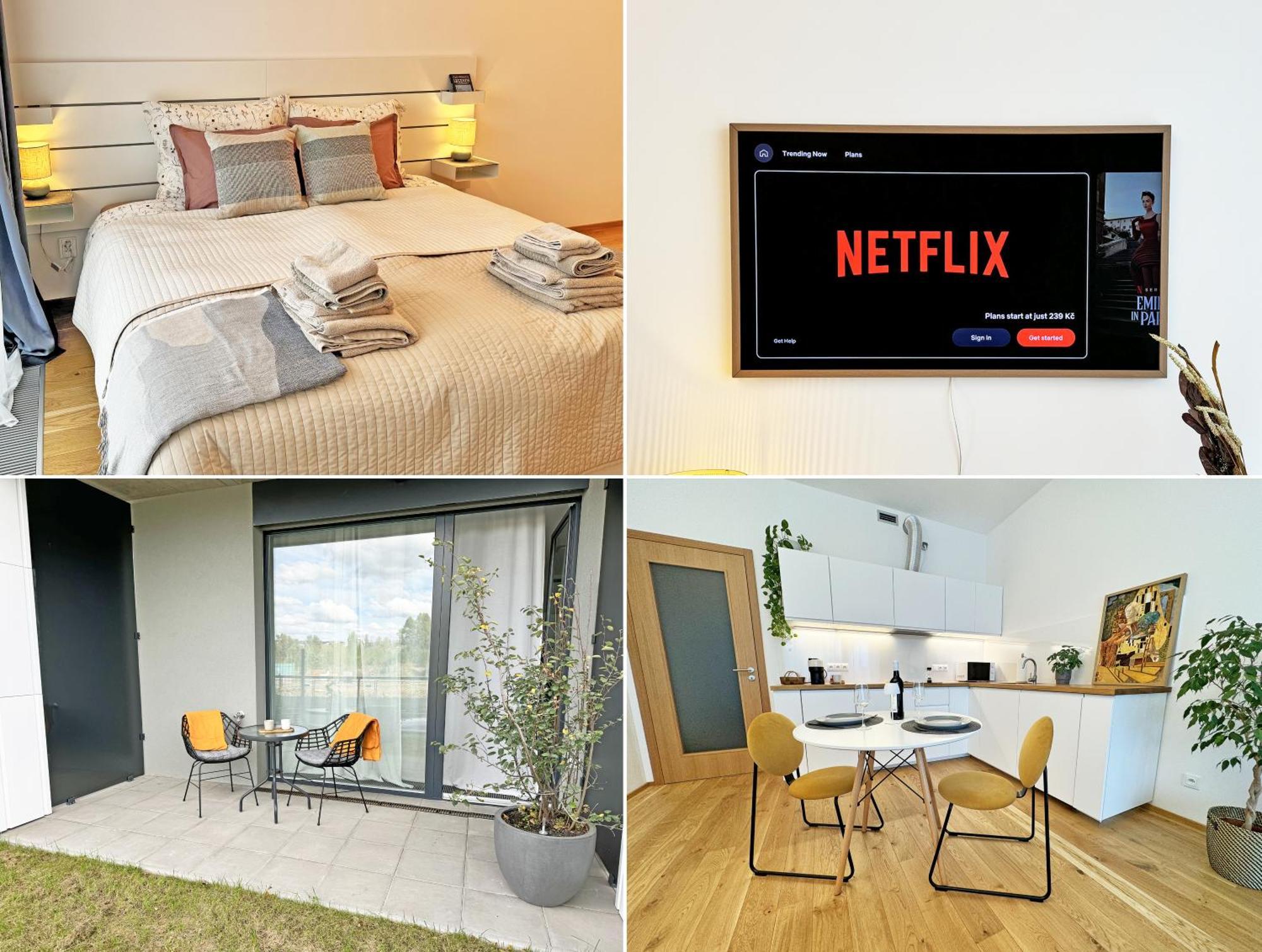 New Studio, King Bed, Free Parking, Terrace Apartament Praga